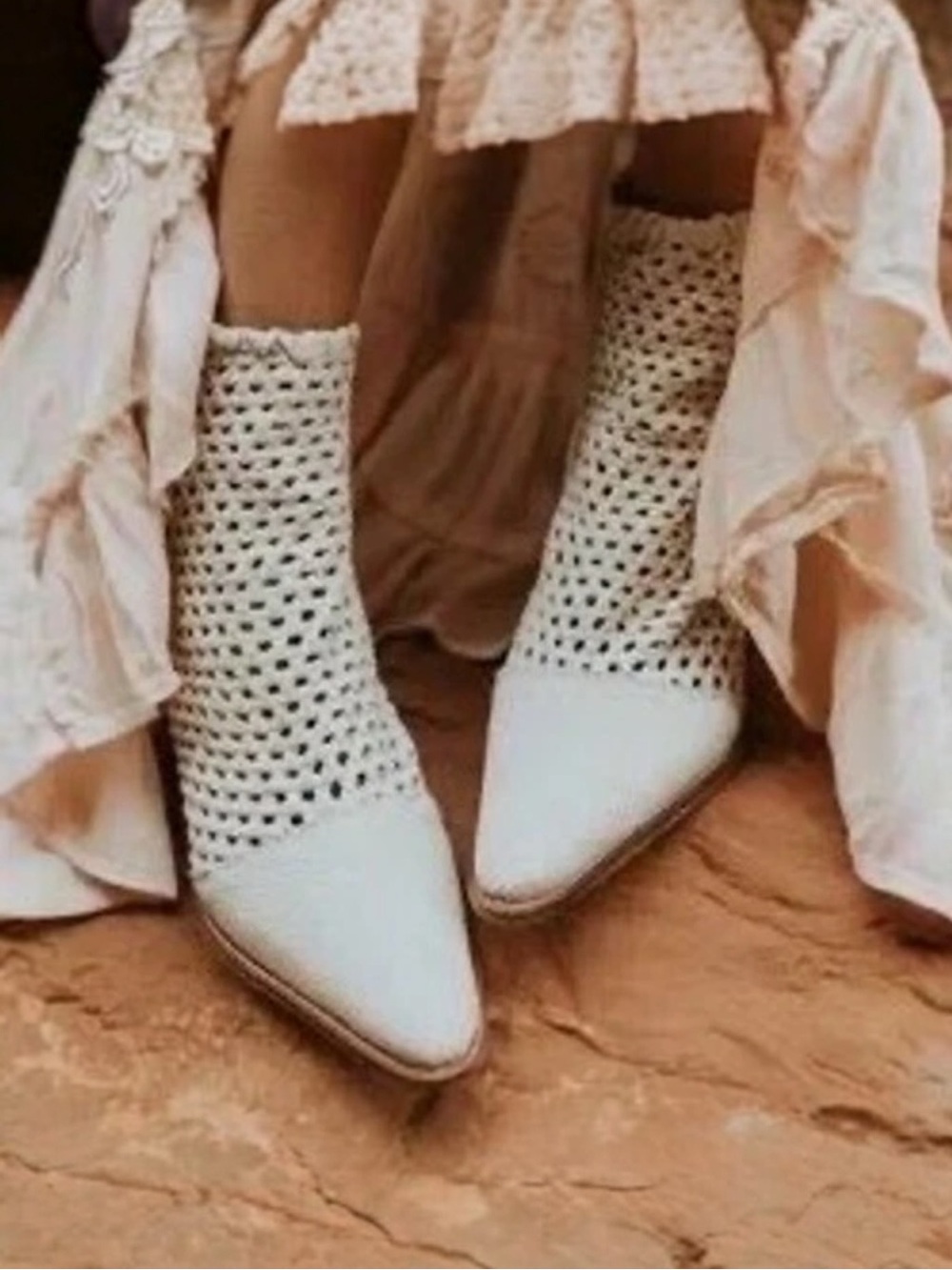 NEW Coconuts by Matisse Golden Hour White Leather Western Booties Size 7 NWOB - Picture 12 of 13